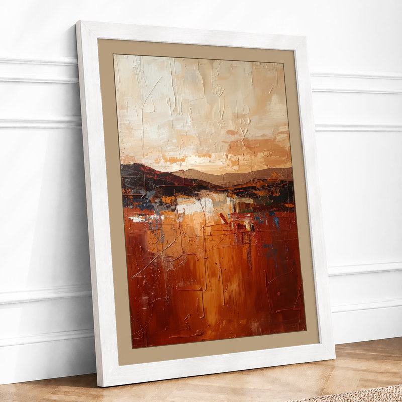 Desert at Dusk Abstract - Framed Print, A3 - 42.0 x 29.7 cm, White