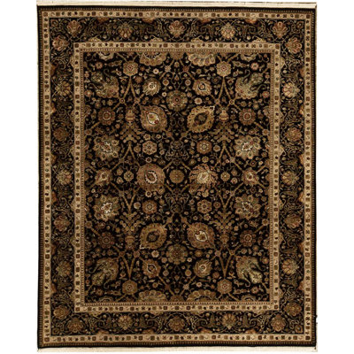 Tapis noir de haute qualité noué à la main