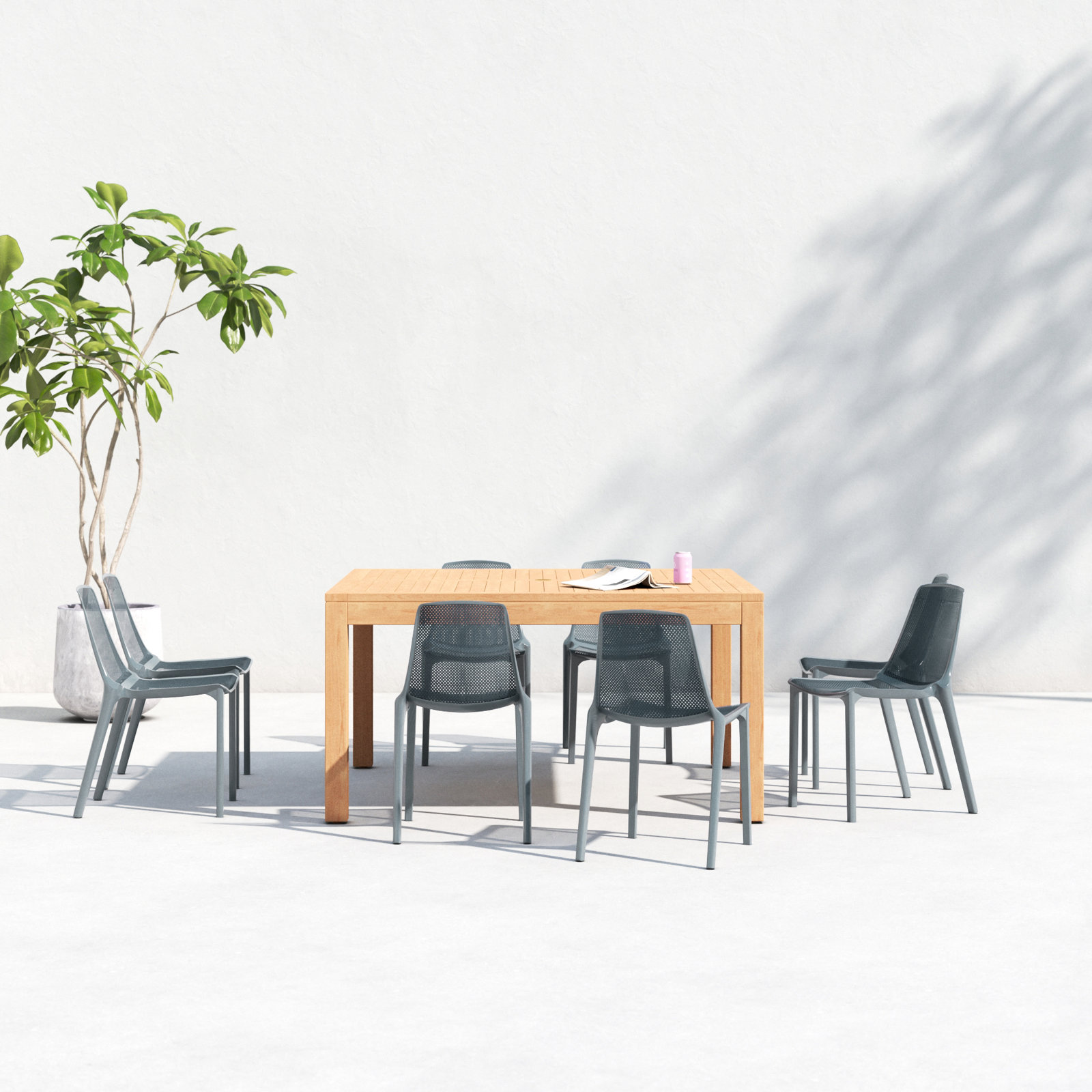 Anautica 59" Teak Patio Dining Set, Gray