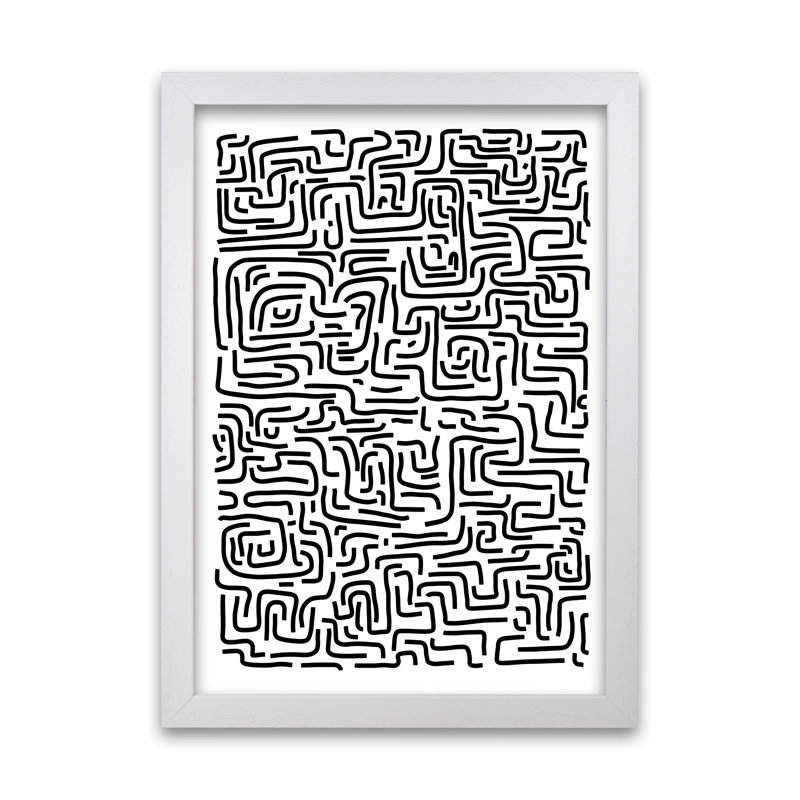 Large Doodle Original 1 Piece Wall Art, 30cm H x 21cm W x 3cm D, White Frame