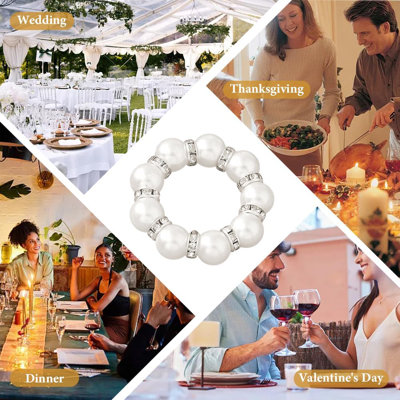 30Pcs Pearl Napkin Rings, Round Napkin Buckles Wedding