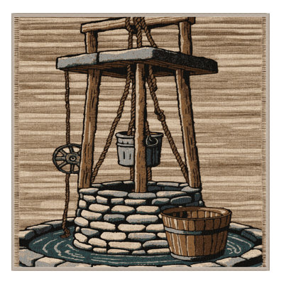 Washable Water Well Farm Area Rug