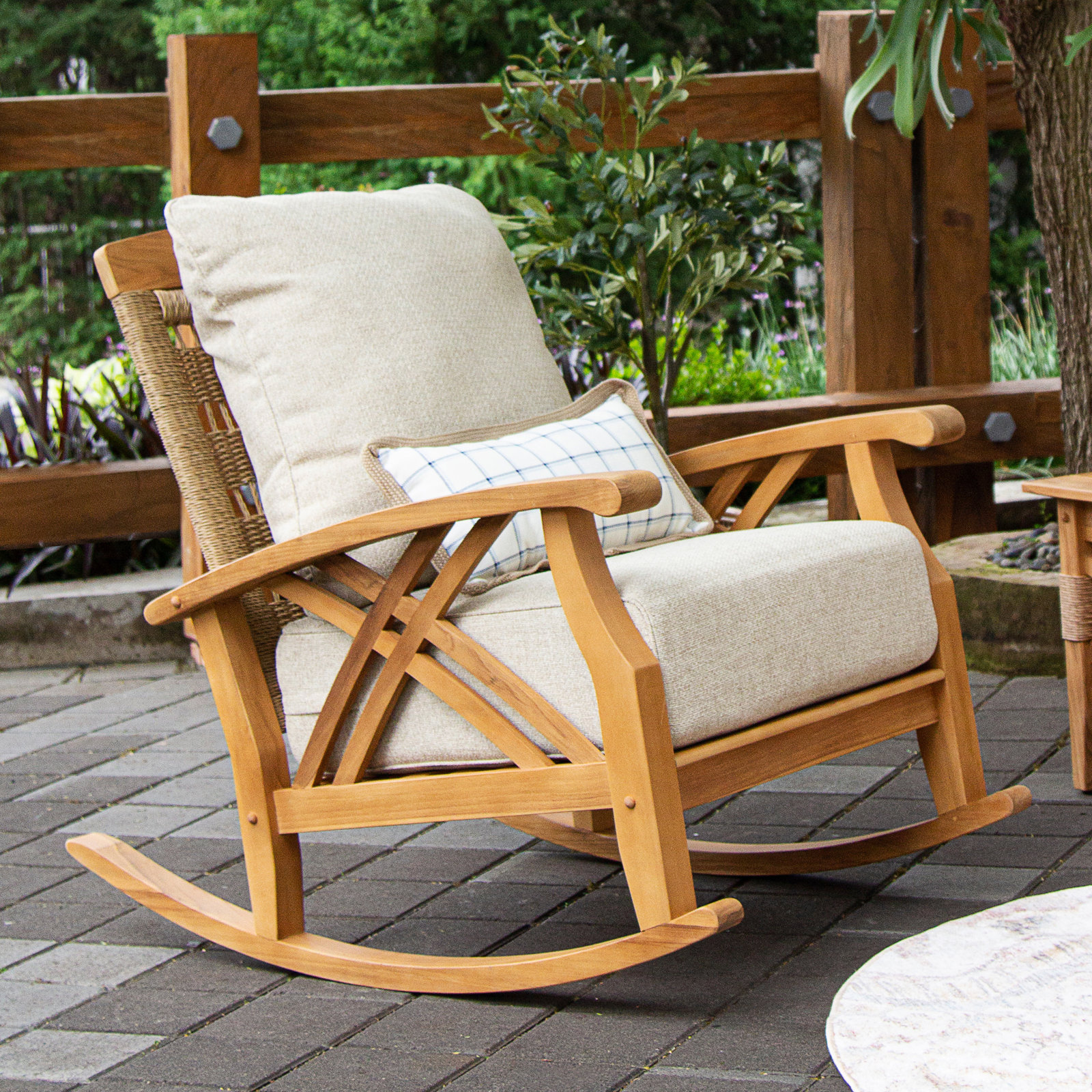 Cotesfield 2 - Person Teak Outdoor Seating Group, Tan Performance Basketweave