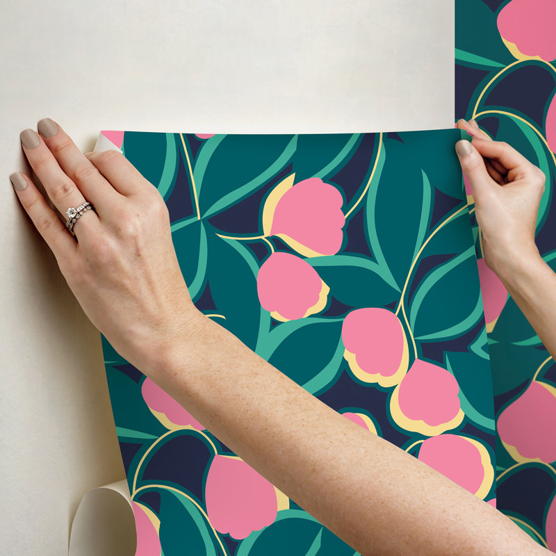 Papier peint adhésif bleu clair Talia, Vert