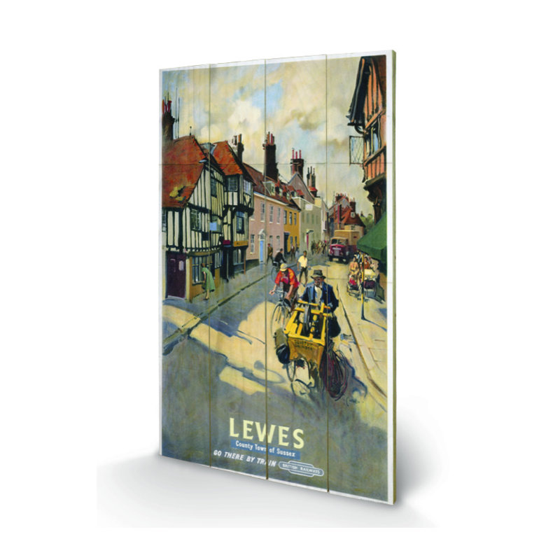 Lewes 1 - No Frame Rectangle Print on MDF, 40cm H x 30cm W, Black Frame, Yellow