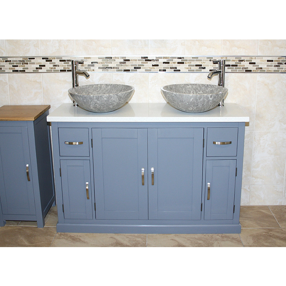 Maui 1230mm Double Bathroom Vanity with Vessel Stone Basin