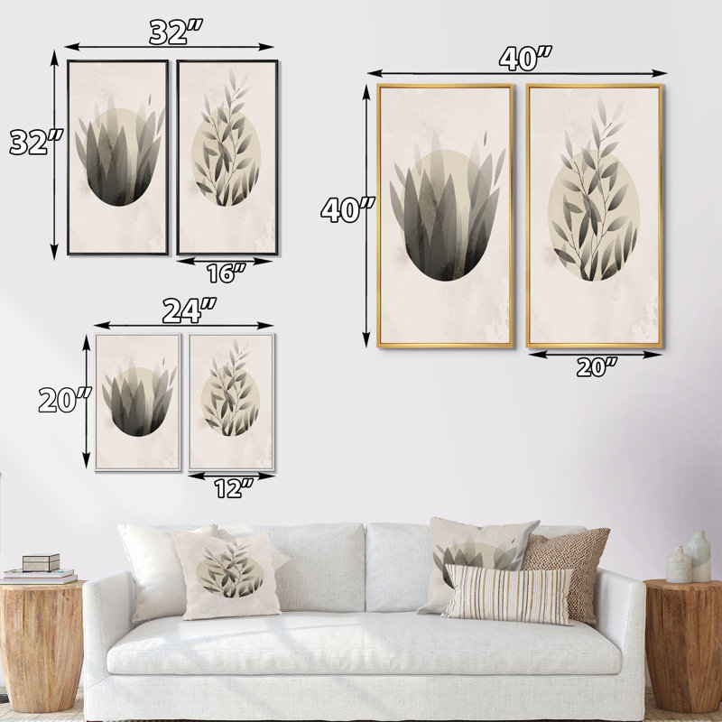 «Botanical Flower Silhouette on Retro Colors III», ensemble de 2 impressions, H 40 po x l 40 po x P 1,5 po