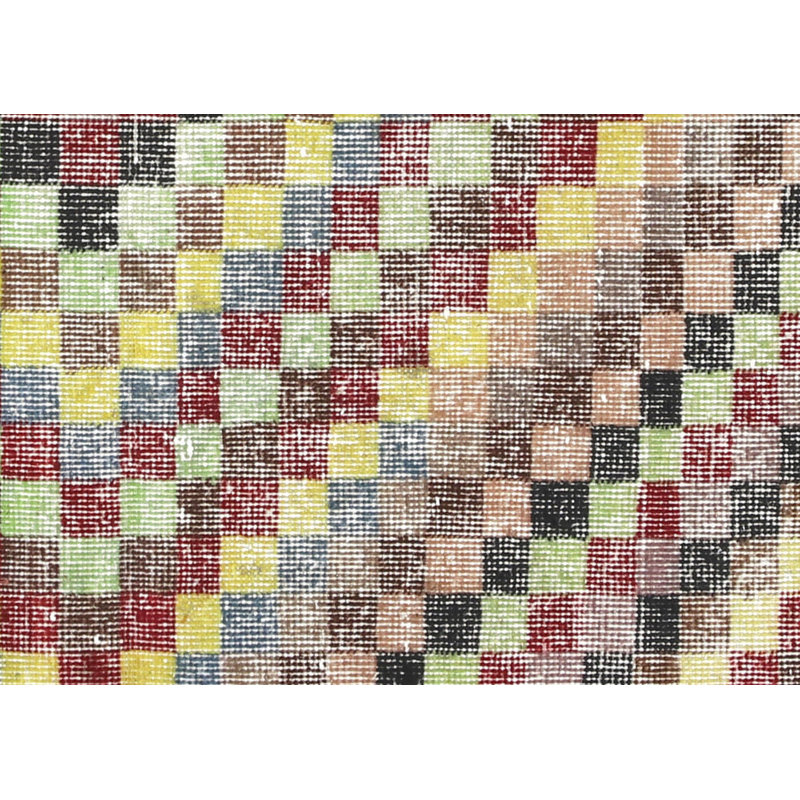 Tapis unique en laine noué à la main des années 1960 de 4 pi x 7 pi en rouge / brun / vert