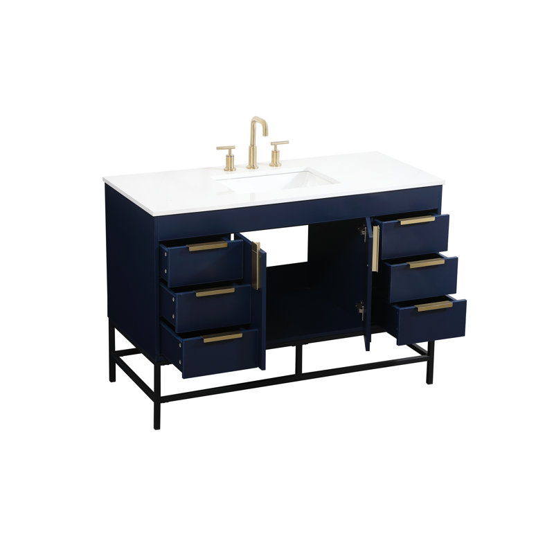 Ensemble de meuble-lavabo simple 48 po Eugene, bleu