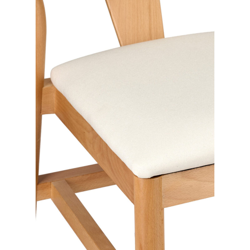 Mid-Century Dining Wood Chair With Rope/Fabric Seat By Chivari, Ivory Natural/Natural