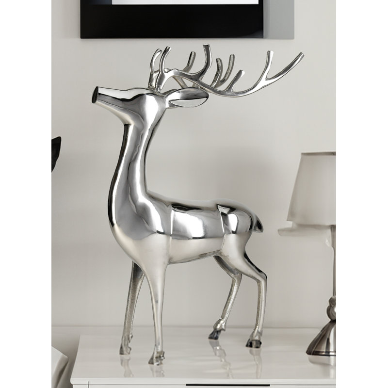 Jakaila Animals Figurines & Sculptures, 25.75" H x 16.75" W x 16.75" D, Silver