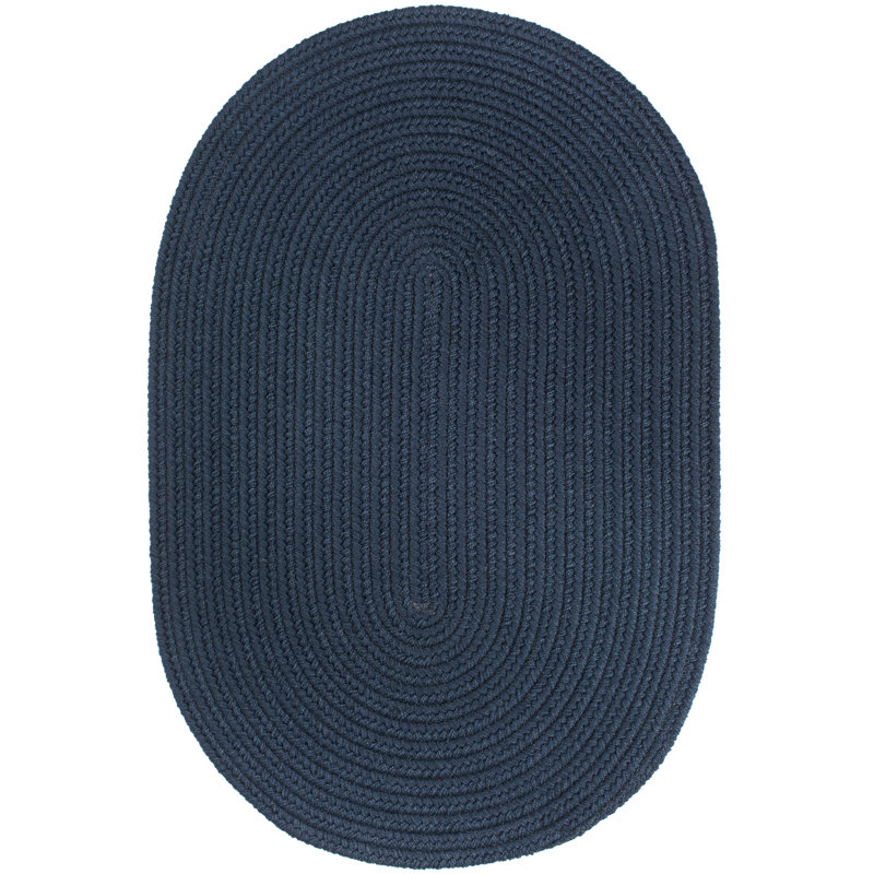 Tapis bleu marine tressé à la main Smyth, Ovale 4 pi x 6 pi