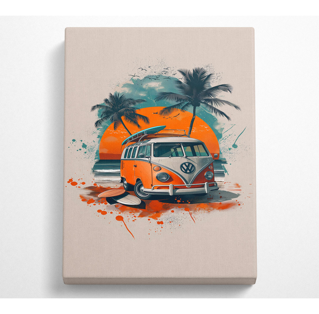 VW Camper Holiday - Einzelner Bilderrahmen Kunstdrucke auf Leinwand