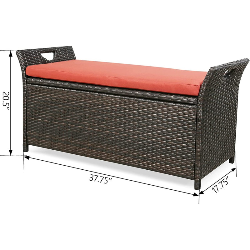 Banc de rangement en osier pour terrasse