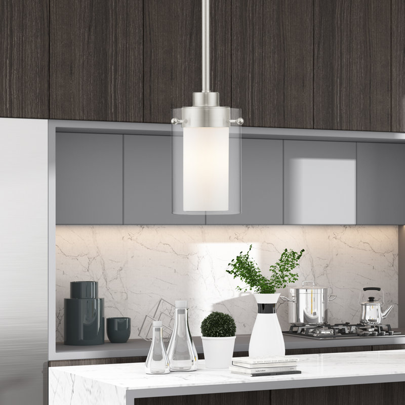 Luminaire suspendu cylindrique simple Edene, Nickel brossé