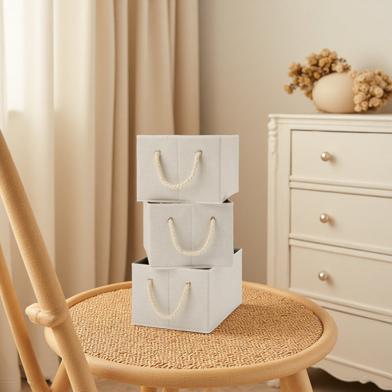 3 bacs de rangement pliables, Beige