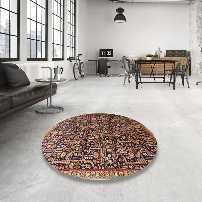 Tapis beige Southwestern, Rond 6 pi