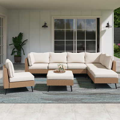 Greysun 8 - Person Modular Patio Conversation Sets with Cushions