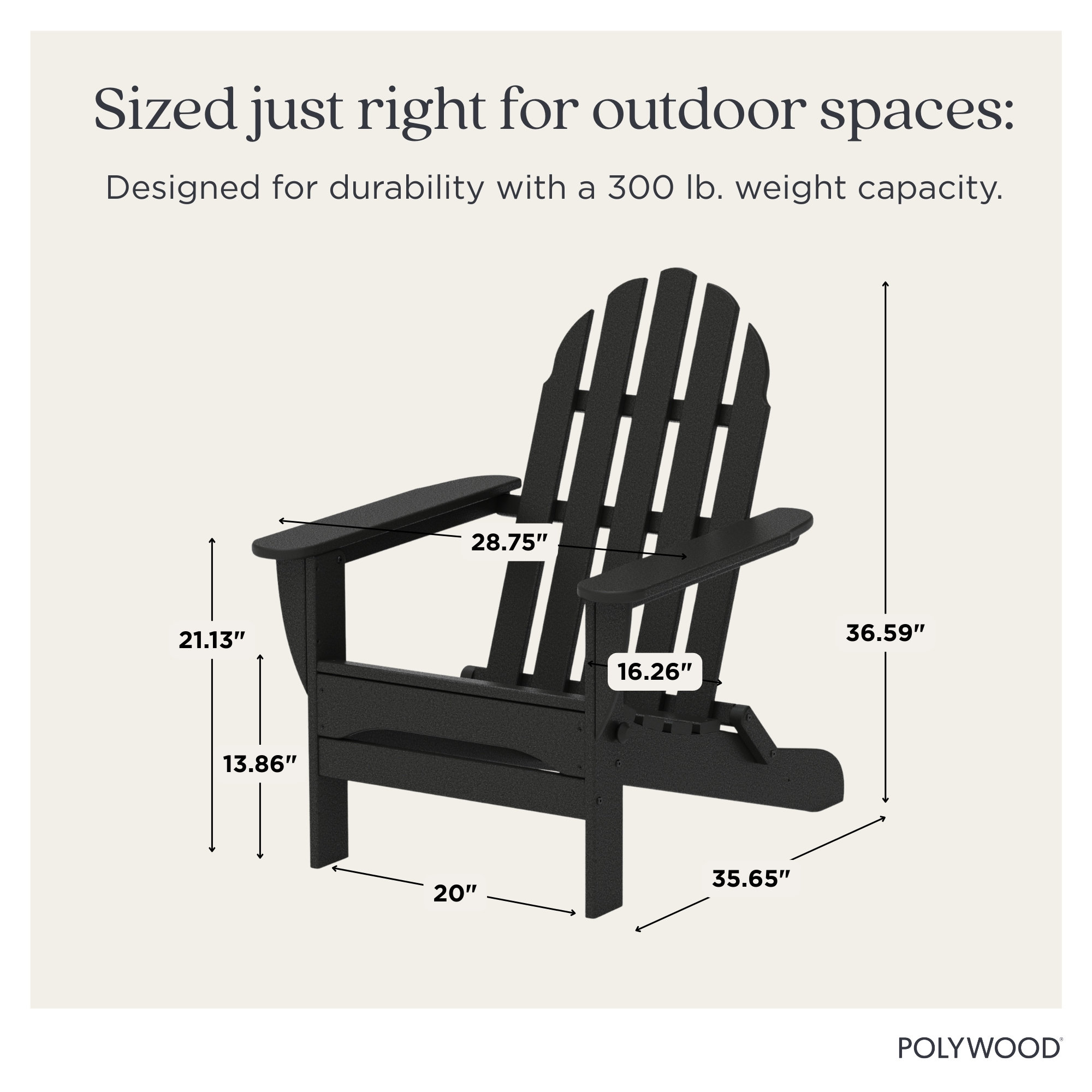 POLYWOOD Classic Adirondack Folding Adirondack Chair, Black