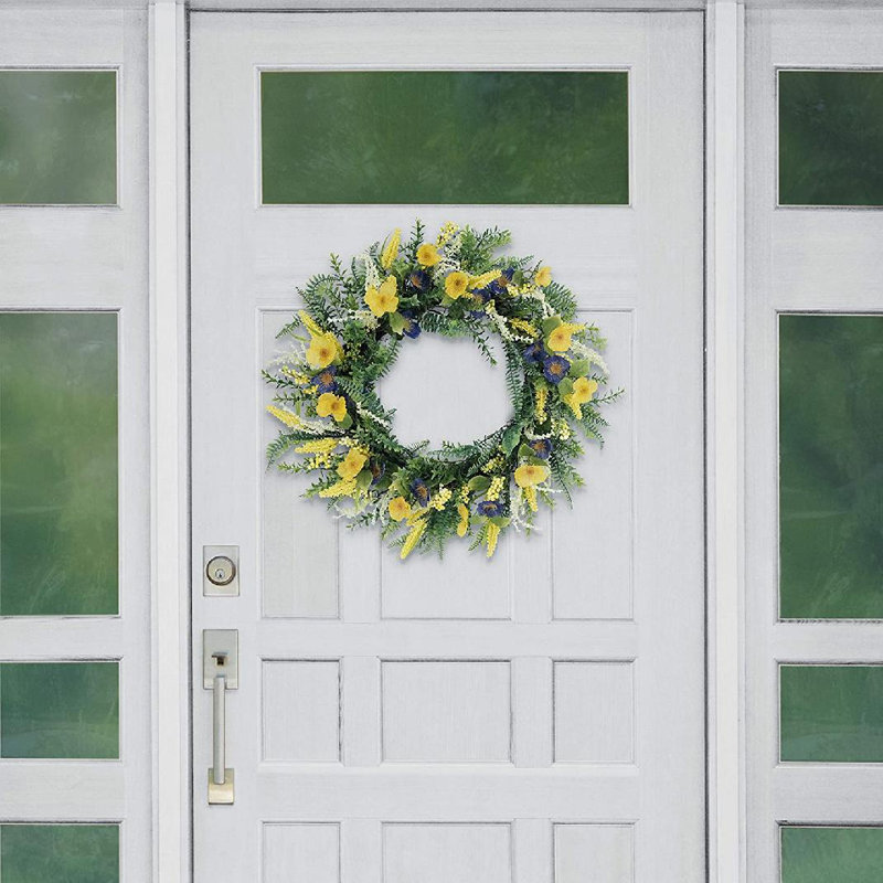 30" Artificial Poppy Floral Spring Wreath