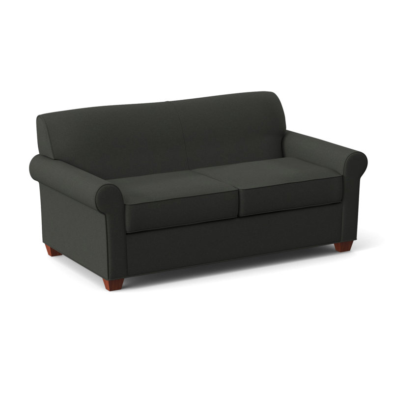 Finn Rolled Arm Sofa with Reversible Cushions, Dorset Charcoal, BM Cherry, 34" H x 75" W x 36" D