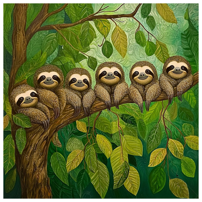 Décoration murale toile paresseux, paresseux en plusieurs tailles, 20 po x 24 po
