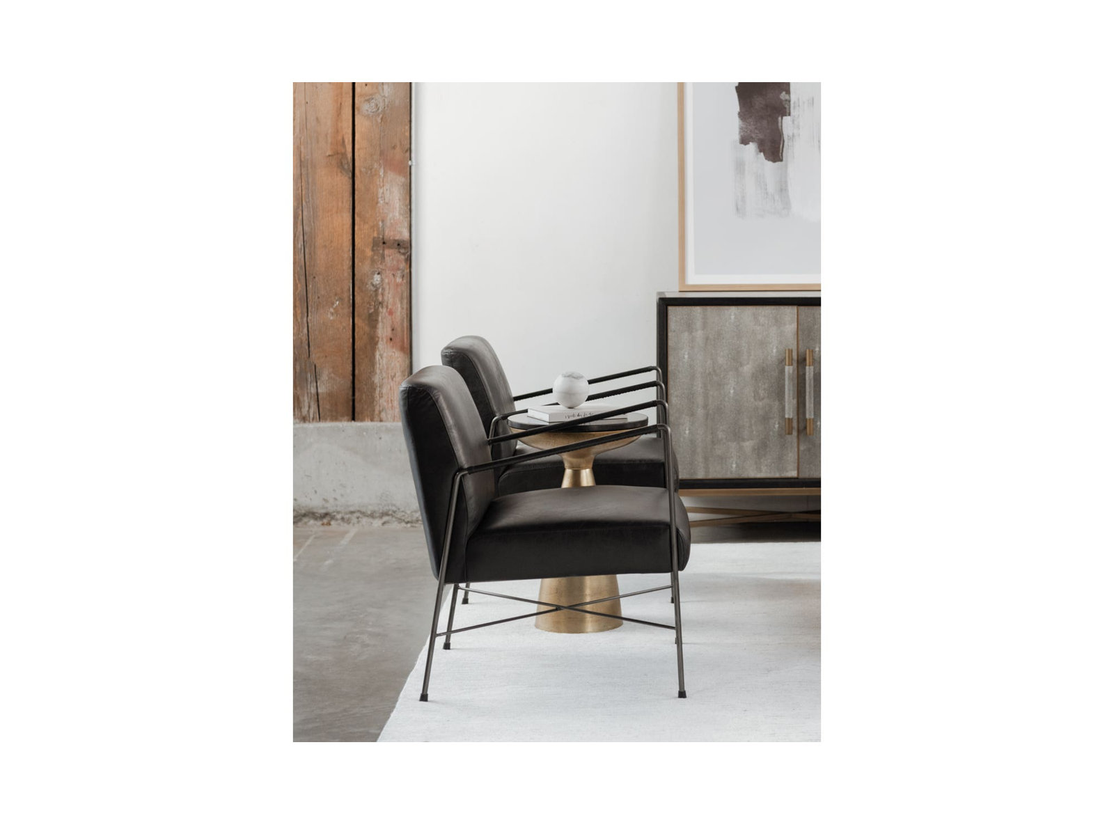 Derry Genuine Leather Armchair, Black Genuine Leather