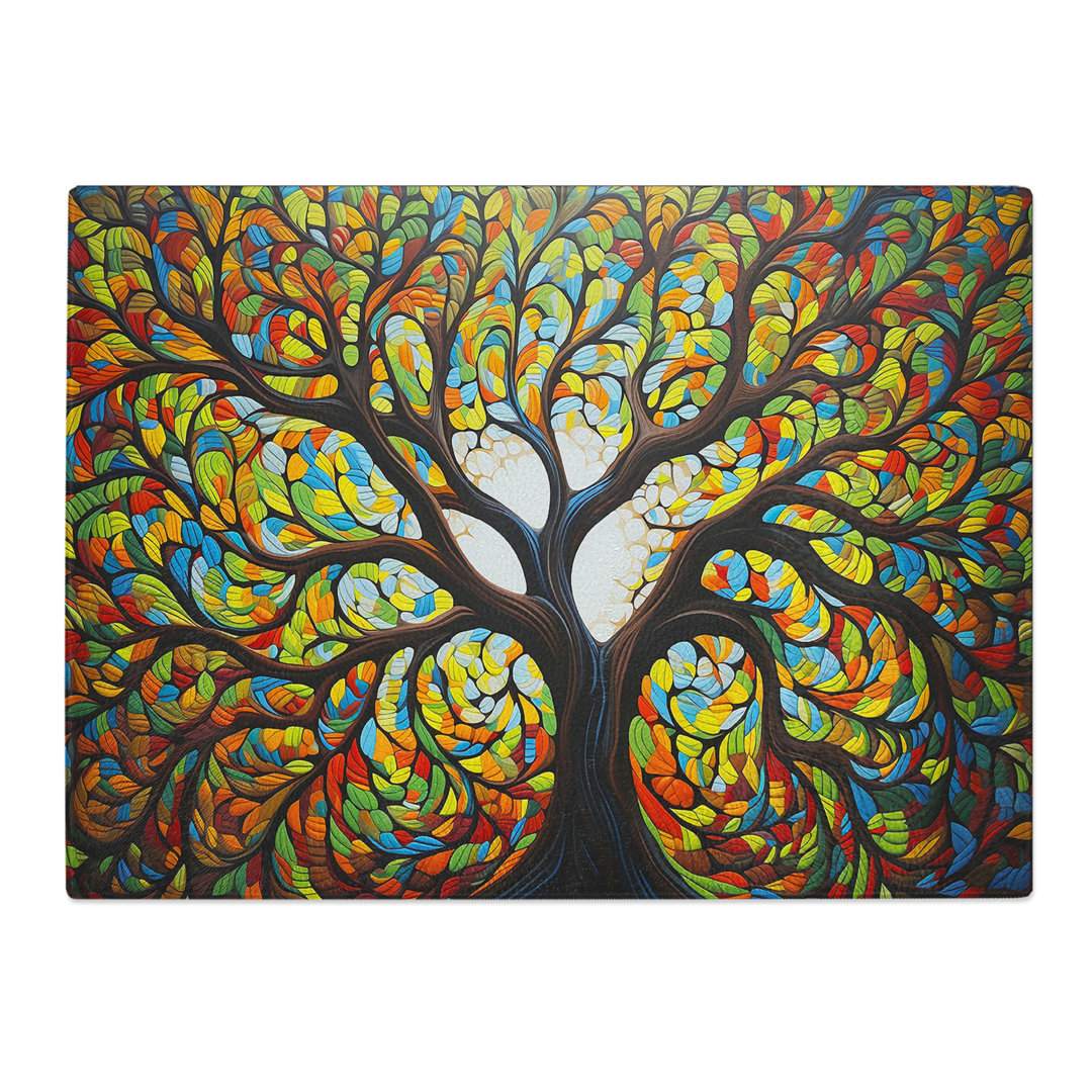 Tree Op Art  Glass Chopping Board