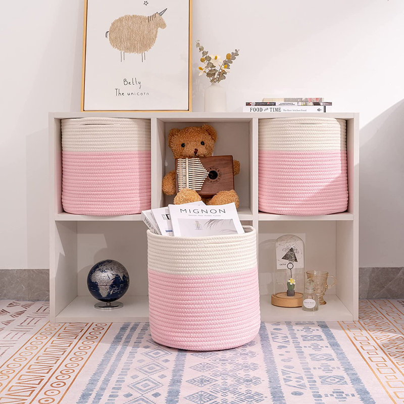 Ensemble de paniers en tissu, Rose