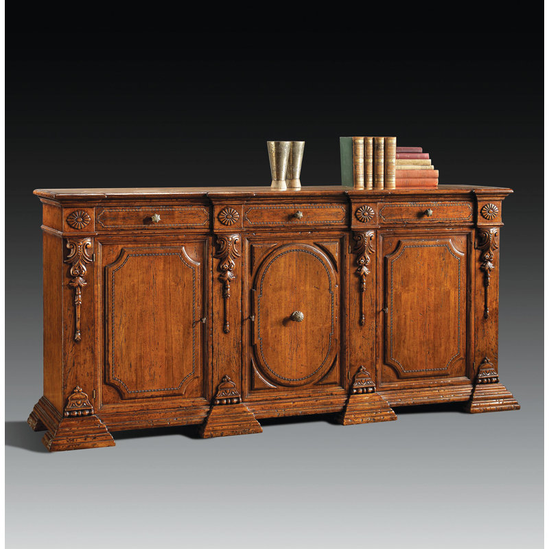 100" Wide 3 Drawer Walnut Wood Server