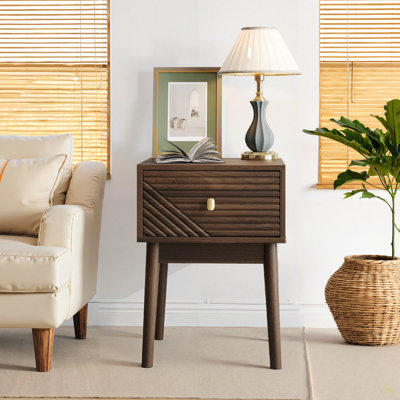 Ensemble de 2 pièces de table de chevet avec poignées en métal de style médiéval-moderne, ensemble de 2 pièces 15,75 po x 15,75 po x 21,65 po