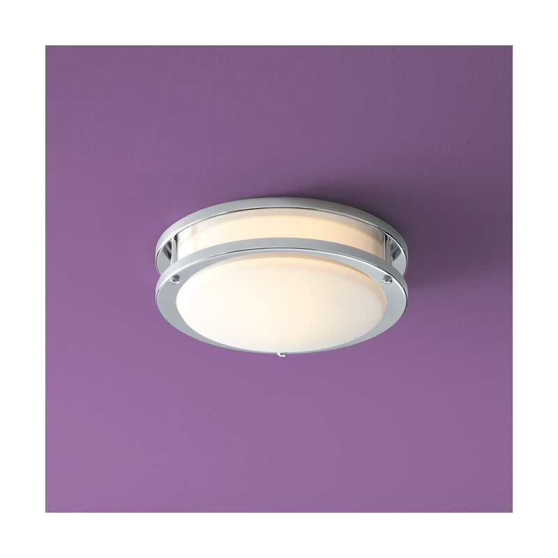 Plafonnier encastré à cercle simple 1 lumières Paniagua, Chrome poli, H 3,5 po x l 10,5 po x P 10,5 po