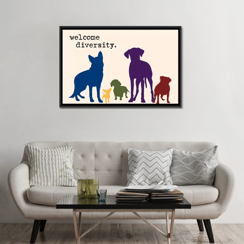 « diversité », impression sur toile, H 18 po x l 26 po x P 1,5 po, Toile avec cadre noir, Pas de tapis