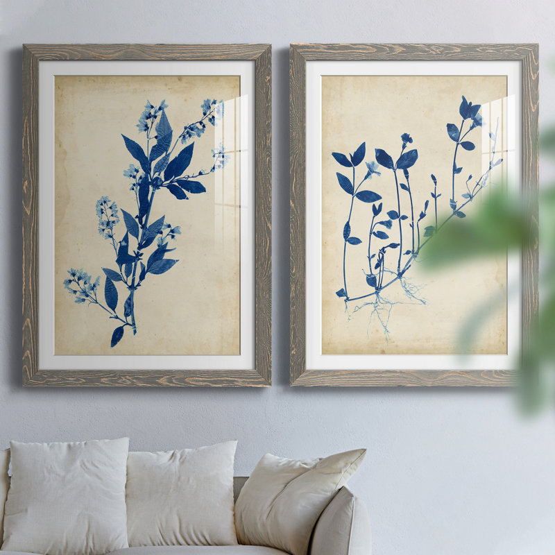 Toile indigo indigo, H 43,5 po x l 31,5 po x P 1 po, Cadre en papier gris, Blanc