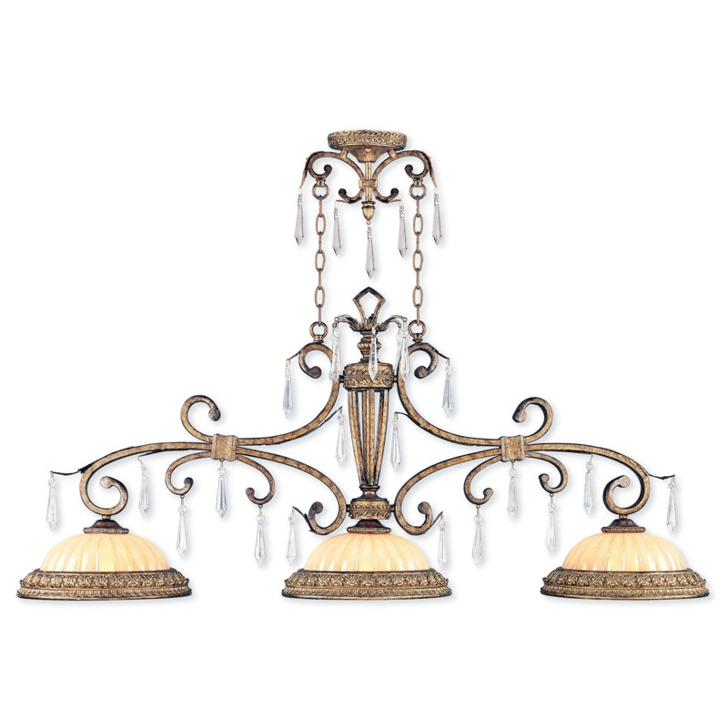 Perot 3 - Light Vintage Gold Leaf Kitchen Island Pendant