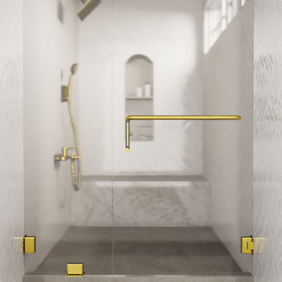 Brixwell TB-618C-PB 18 Inches Center To Center Towel Bar, 6 Inches Center To Center Handle Shower Door Towel Bar And Handle Combo No Washers Polished Brass