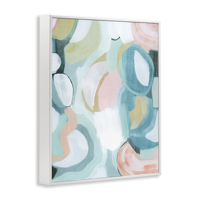 Pastel Round Forms Grey Framed Giclee Art by Grace Popp