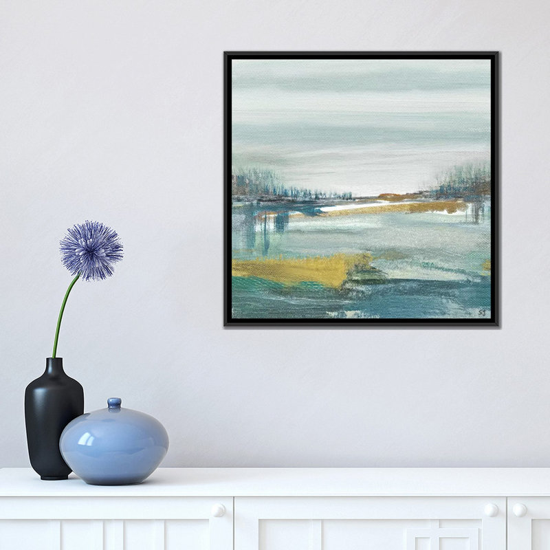 « lewbeach », impression sur toile, H 18 po x l 18 po x P 1,5 po, Toile avec cadre noir, Pas de tapis