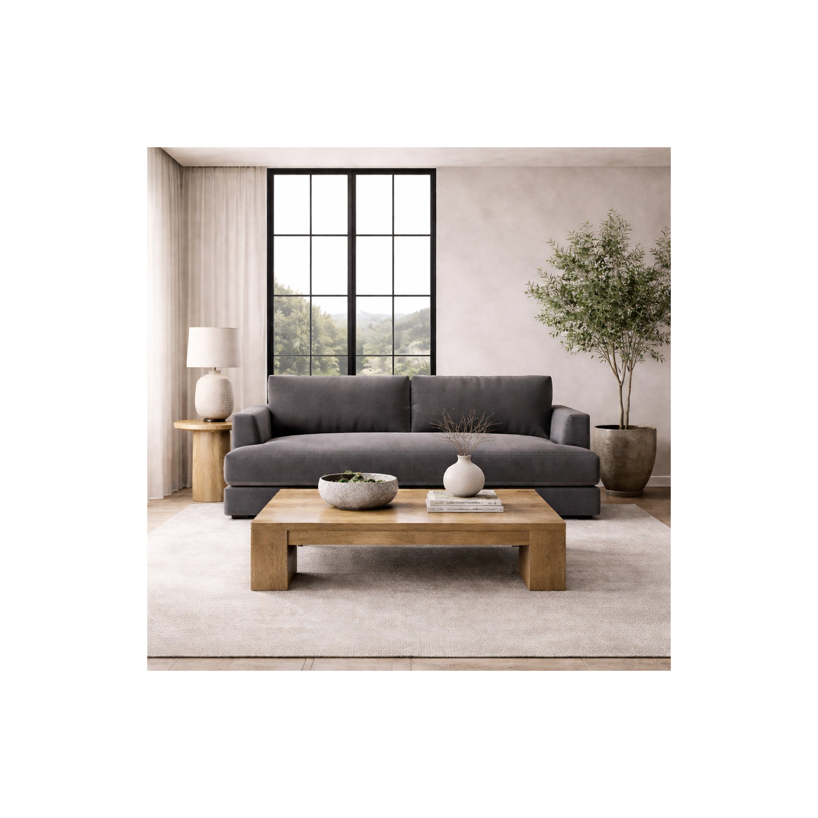 Laguna 96" Upholstered Sofa, Andrew Slate Performance Chenille