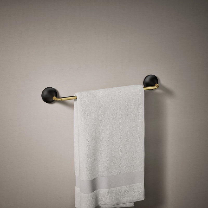 Tone Towel Bar, Matte Black w/Moderne Brass, 18"W