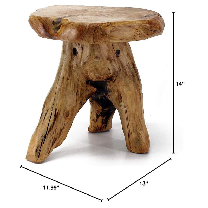 Live Edge Cedar Stump Stool - Natural Mushroom-Shaped Side Table/Nightstand