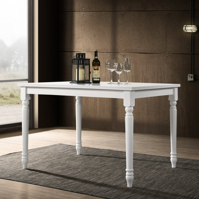Elegant White 30" Farmhouse Dining Table with Durable Solid Wood Construction
