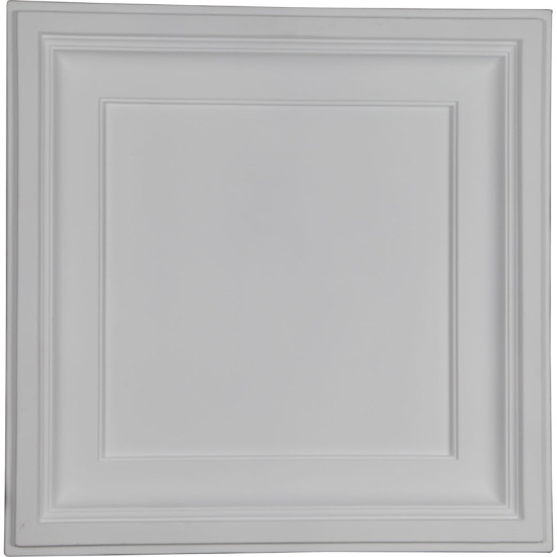 Traditional 24'' L x 24'' W Coffered Polyurethane Drop-In Ceiling Tile In Gray