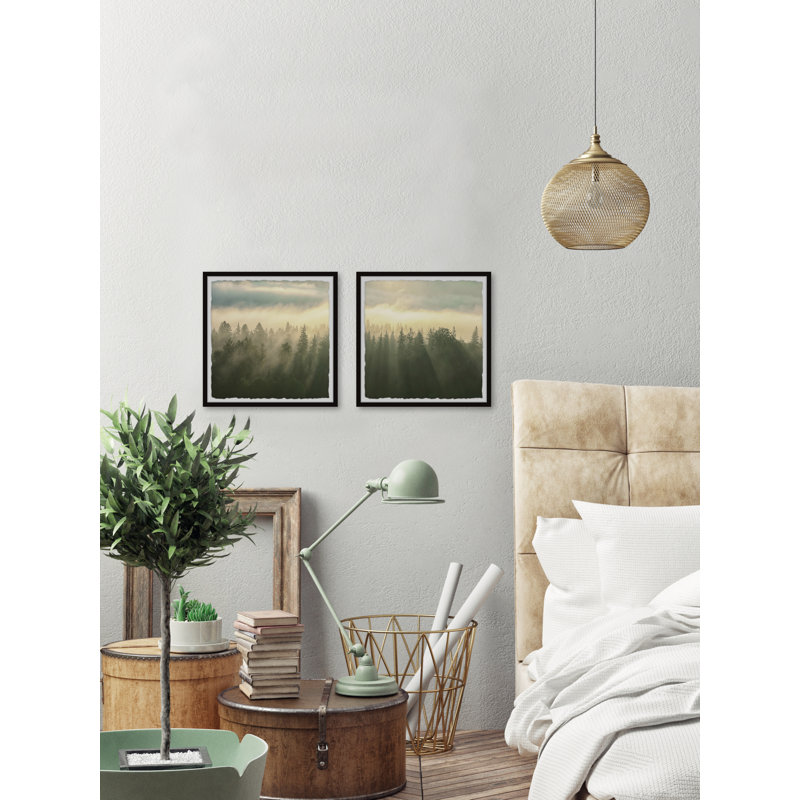 Soleil à travers les arbres Diptyque, H 32 po x l 32 po x P 1,5 po