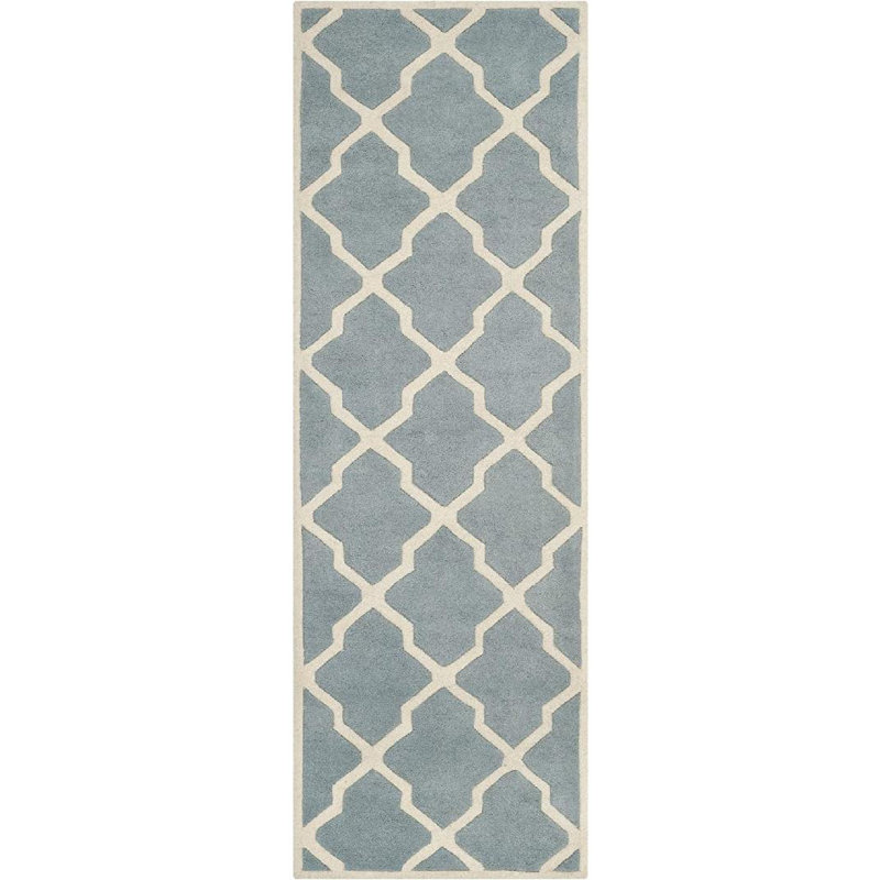 Tapis en laine touffeté à la main Osasere, Tapis de couloir 2 pi 3 po x 11 pi