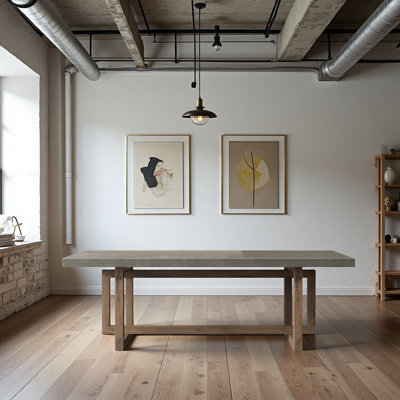 Bureau rectangulaire en bois massif imitation ciment