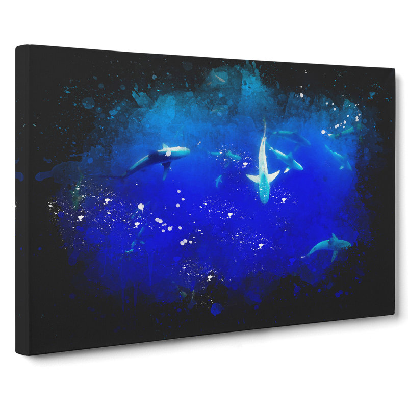 Oahu Sharks - Wrapped Canvas Painting, 40cm H x 60cm W x 3cm D