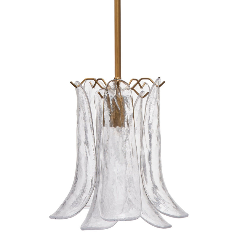 Kero Ceiling Lamp, Murano Style Blown Glass Pendant, 12 Inch, Clear