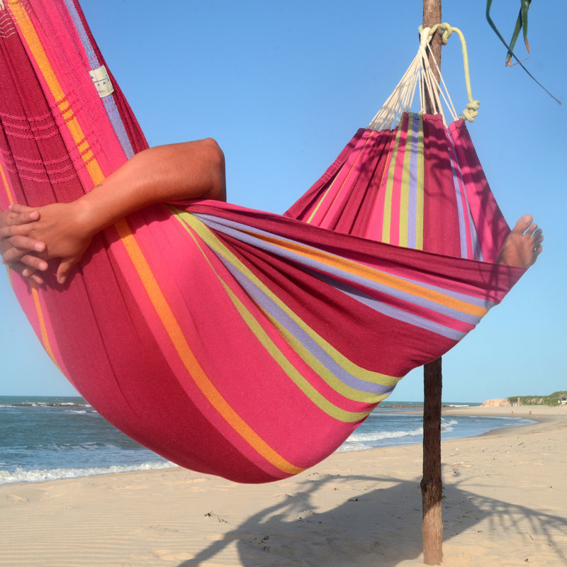 Barbados Double Hammock, 1cm H x 150cm W x 340cm D, Pink/Red