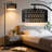 Arc Floor Lamp With Remote Control, Dimmable LED Bulb & Adjustable Color Temperature, Modern Farmhouse Standing Lamp With Rattan Shade For Living Room, Bedroom Or Office